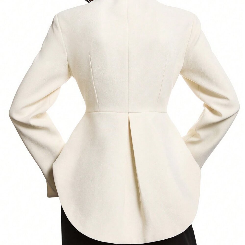 Apricot Elegant Women's Minimalist Fitted peplum blazer top - Picture 2 of 9